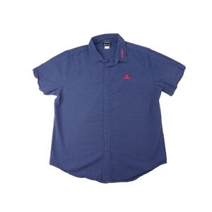 Vintage‎ PlayStation Mens Large L Button Down Shirt Gingham Check Short Sleeve.